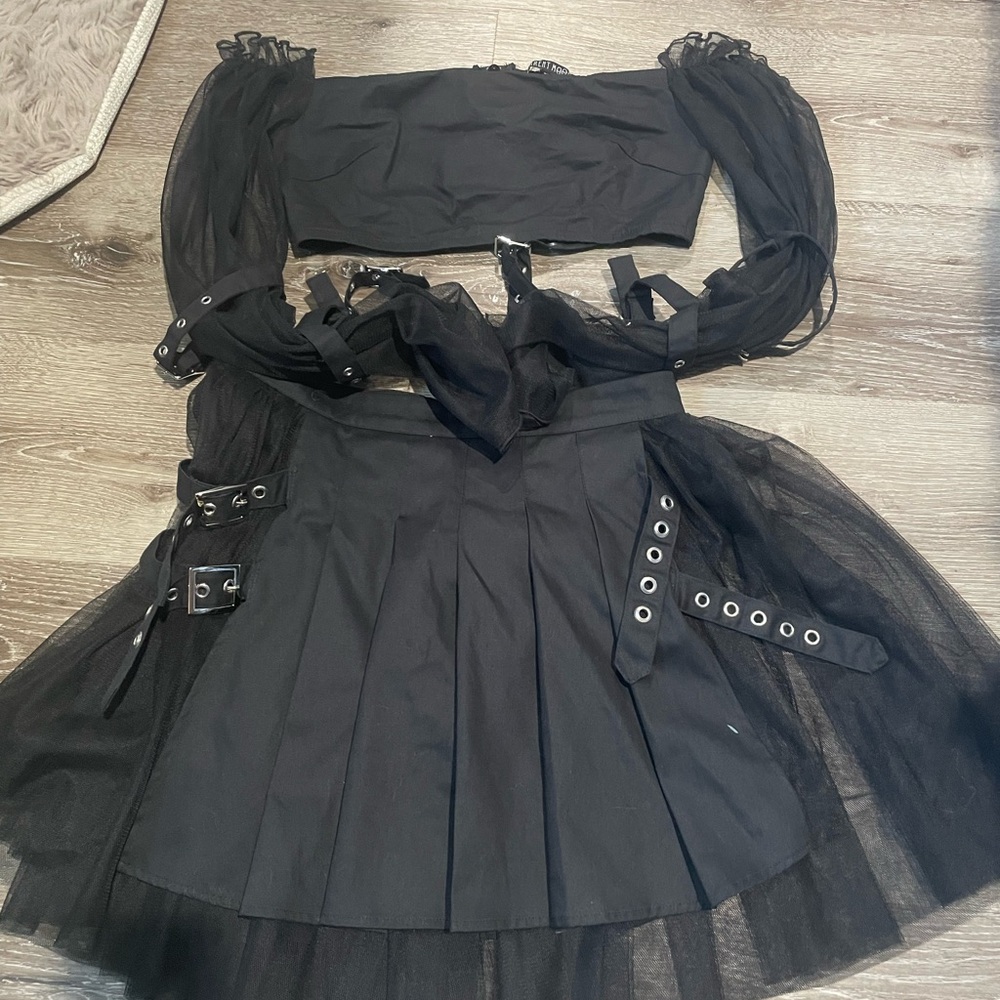 Black Gothic Skirt and Top Set